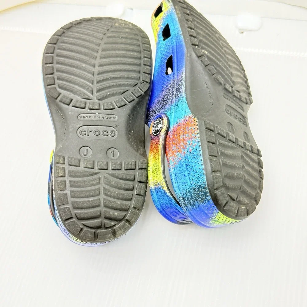 Crocs Classic Spray Dye Clog Kids J1 Junior 1 Tie Dye RARE Vietnam Made